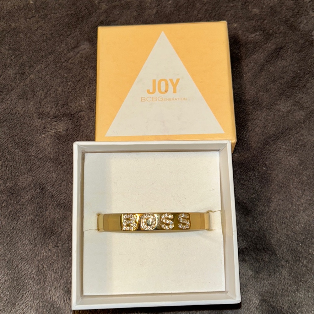 BCBG Generation “Boss” Gold Rhinestone Bangle Bracelet